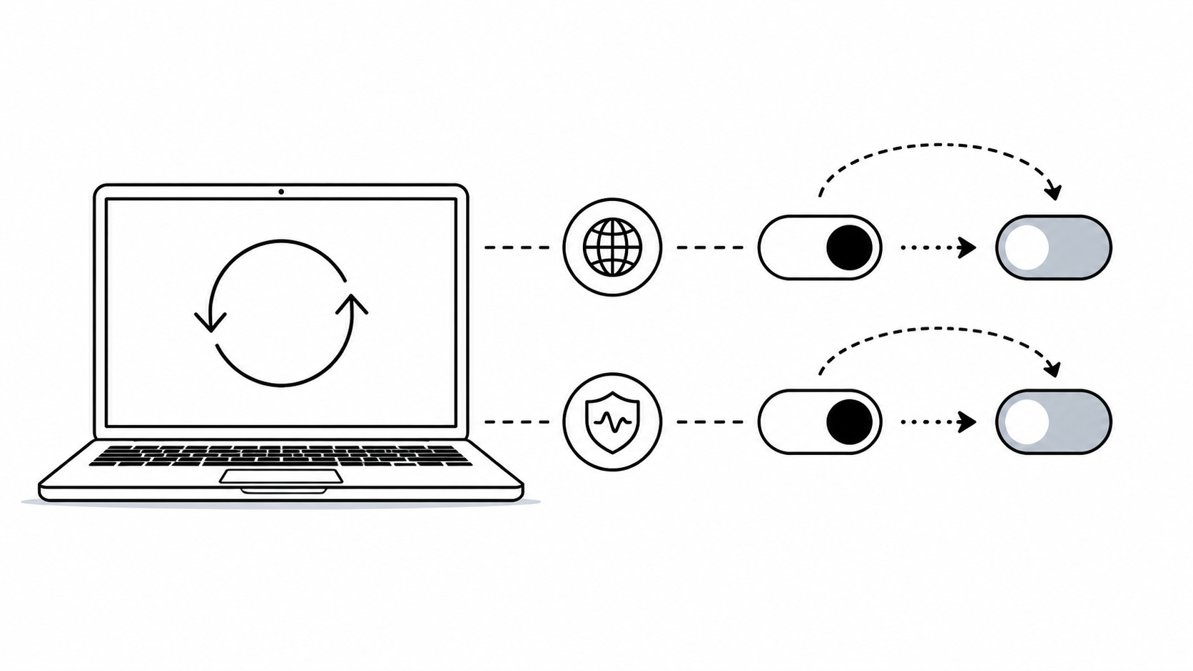 Иллюстрация сброса настроек System Proxy и TUN после перезапуска